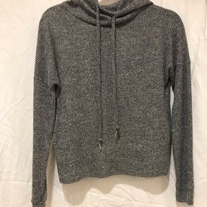 Grey plush cowl neck hoodie